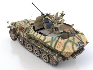 sdkfz 251 ausf c - hanomag aa- vehicle - 8 3D Model