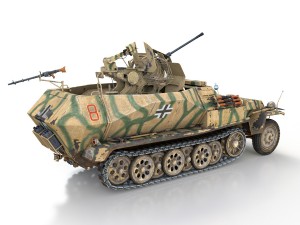 sdkfz 251 ausf c - hanomag aa- vehicle - 8 3D Model
