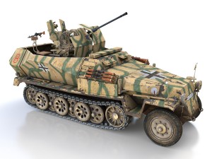 sdkfz 251 ausf c - hanomag aa- vehicle - 8 3D Model