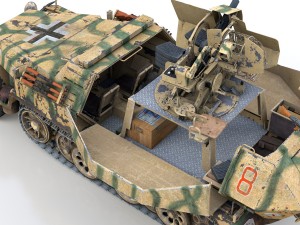 sdkfz 251 ausf c - hanomag aa- vehicle - 8 3D Model