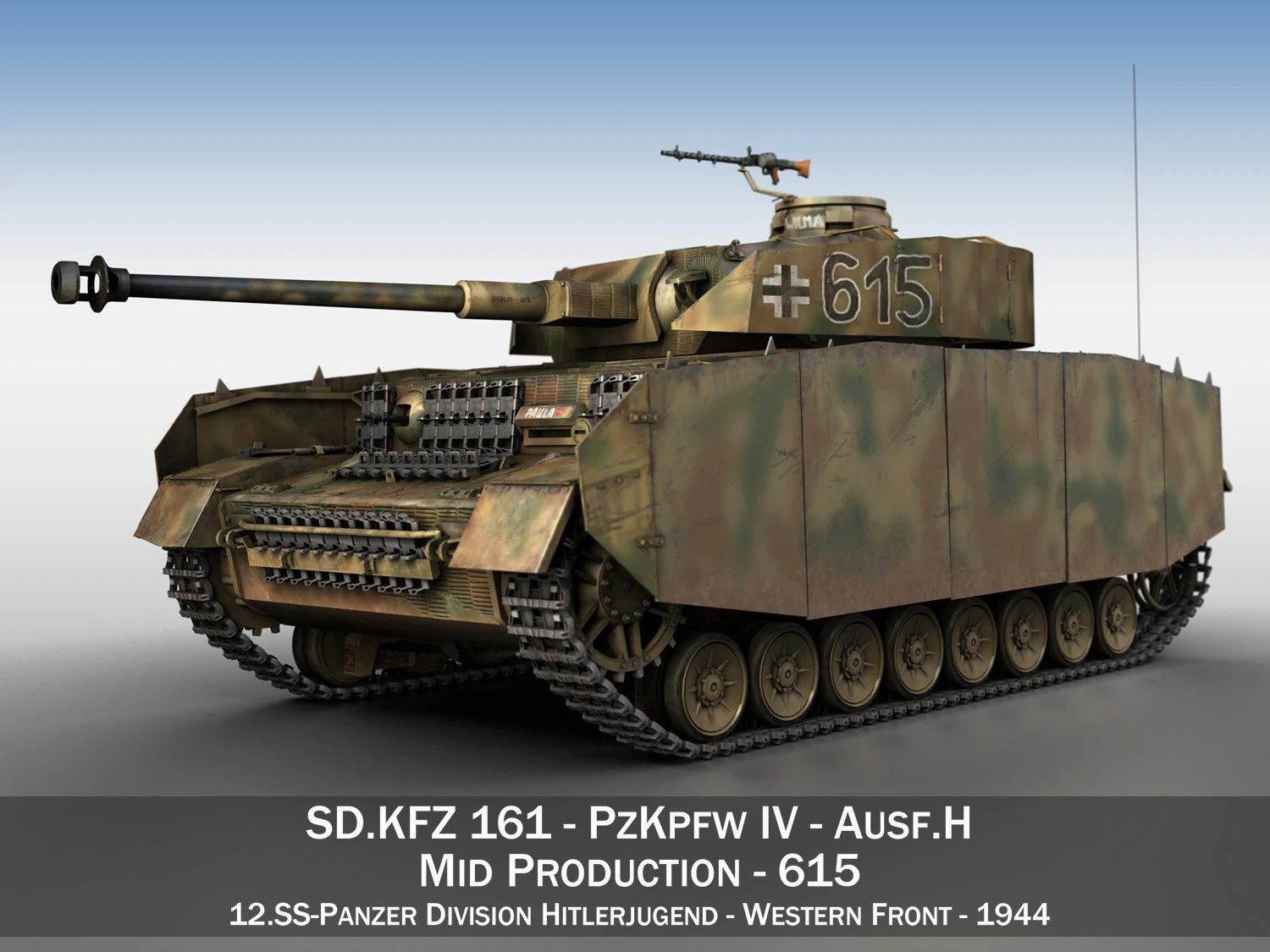 pzkpfw iv - panzer 4 - ausfh - 615 3D Model .c4d .max .obj .3ds .fbx .stl .blend 