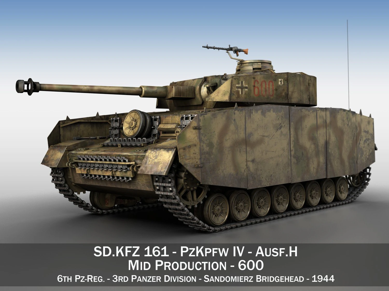 pzkpfw iv - panzer 4 - ausfh - 600 3D Модель .c4d .max .obj .3ds .fbx .stl .blend 