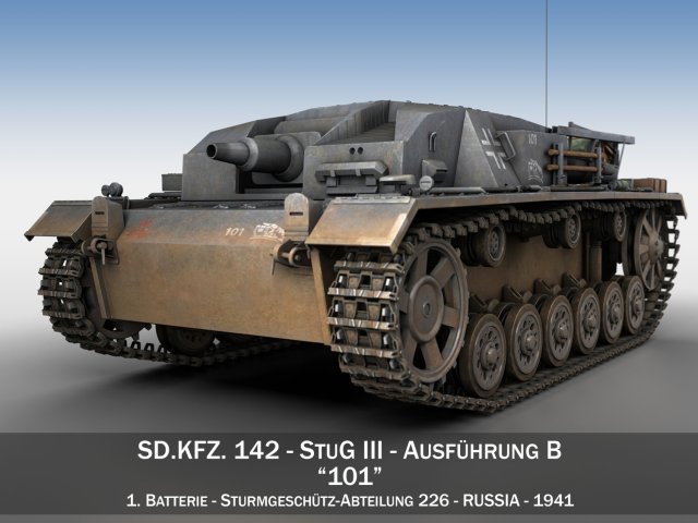 stug iii - ausfb - stug abt 226 Model 3D .c4d .max .obj .3ds .fbx .stl .blend 