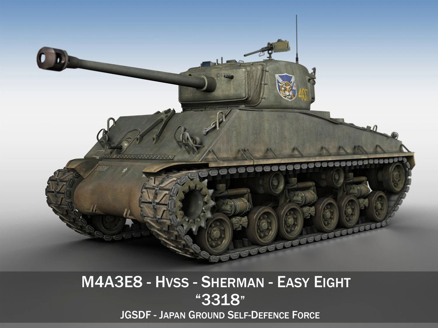 m4a3e8 sherman - jgsdf - 3318 3D Model .c4d .max .obj .3ds .fbx .stl .blend