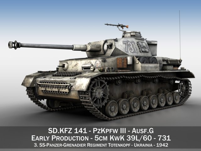 pzkpfw iv - panzer 4 - ausf g - 731 Modèle 3D .c4d .max .obj .3ds .fbx .stl .blend 