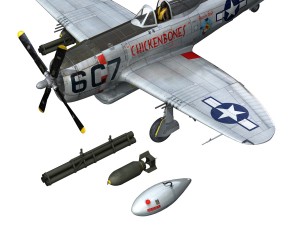 republic p-47d thunderbolt - chickenbones 3D Model
