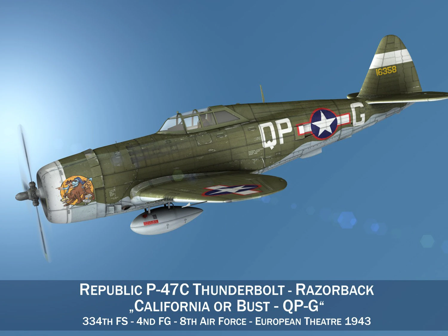 republic p-47c thunderbolt - california or bust - qp-g 3D Model .c4d .max .obj .3ds .fbx .stl .blend 