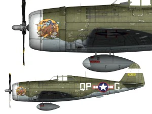 republic p-47c thunderbolt - california or bust - qp-g 3D Model