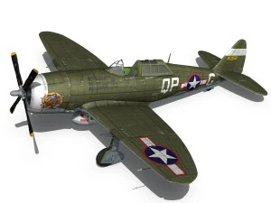 republic p-47c thunderbolt - california or bust - qp-g 3D Model