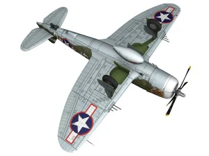 republic p-47c thunderbolt - california or bust - qp-g 3D Model