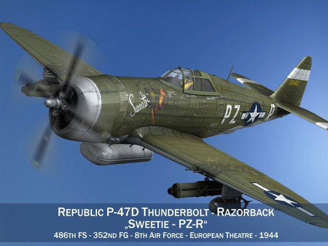 republic p-47d thunderbolt - sweetie - pz-r 3D 模型 .c4d .max .obj .3ds .fbx .stl .blend 