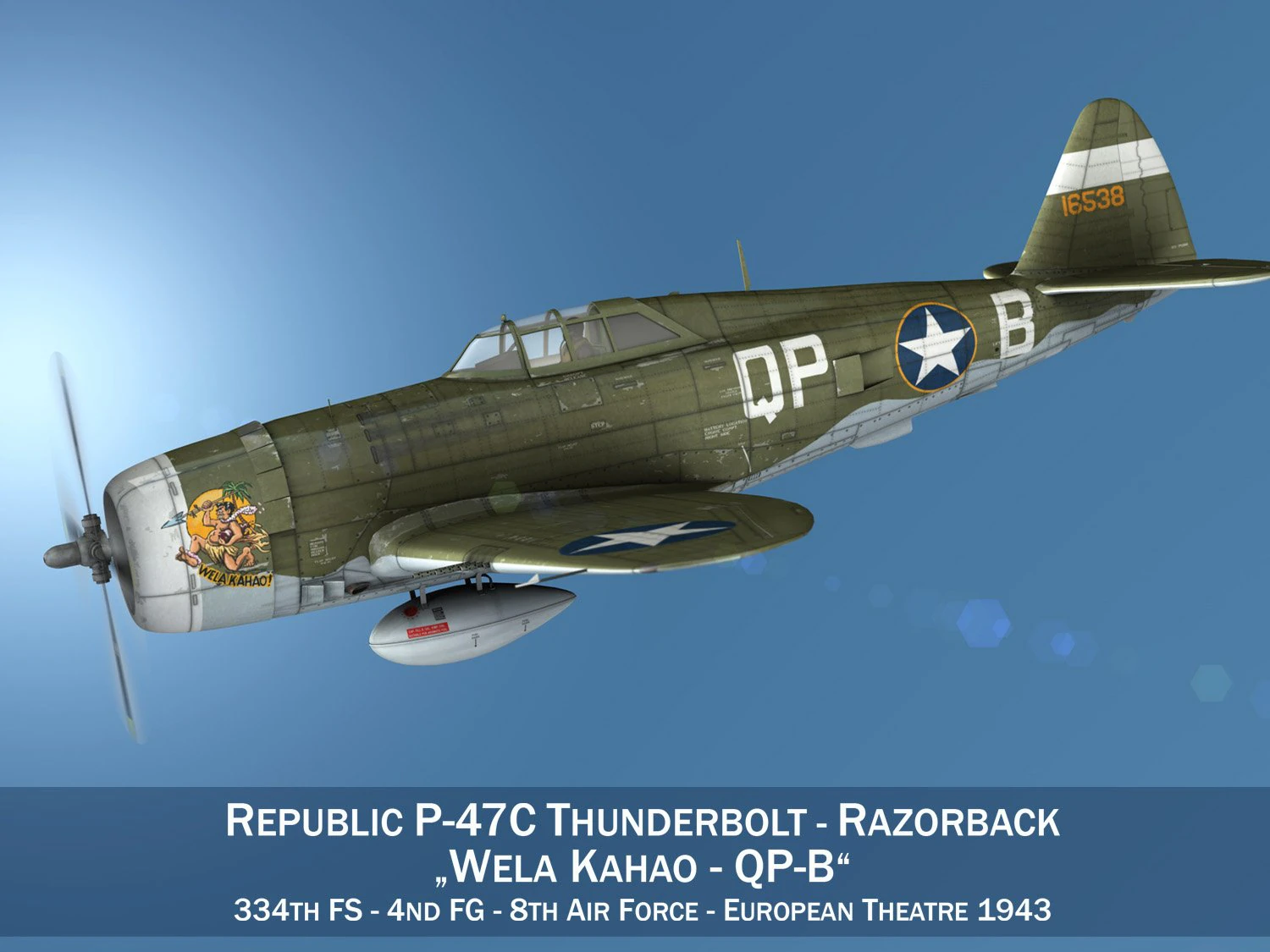 republic p-47c thunderbolt - wela kahao - qp-b 3D Model .c4d .max .obj .3ds .fbx .stl .blend