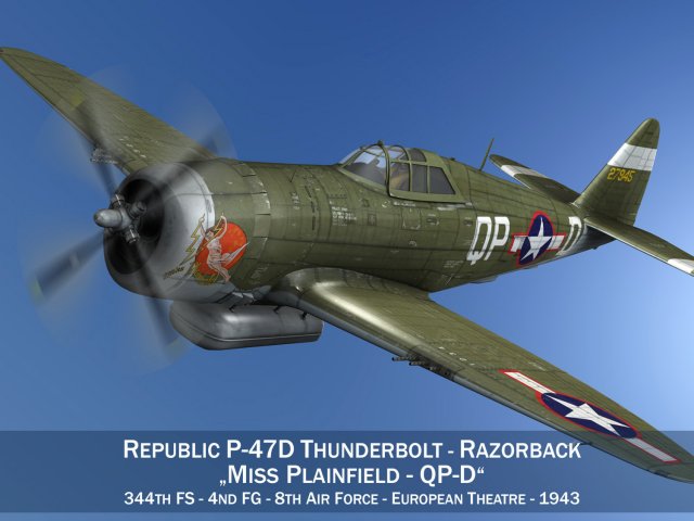 republic p-47d thunderbolt - miss plainfield 3Dモデル .c4d .max .obj .3ds .fbx .stl .blend 