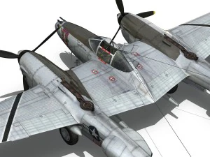 lockheed p-38 lightning - ready maid 3D Model