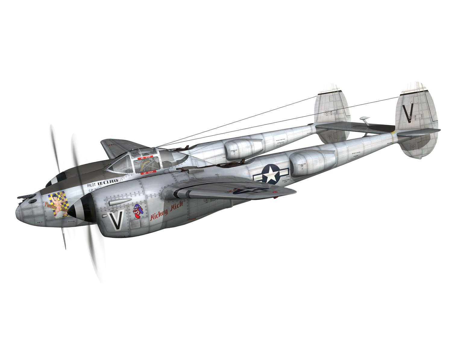 lockheed p-38 lightning - pecks bad girl 3D Model in Fighter 3DExport