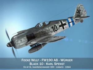 focke wulf - fw190 a8 - чорний 10 3D Модель
