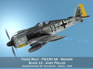 focke wulf - fw190 a8 - black 13 3D Model