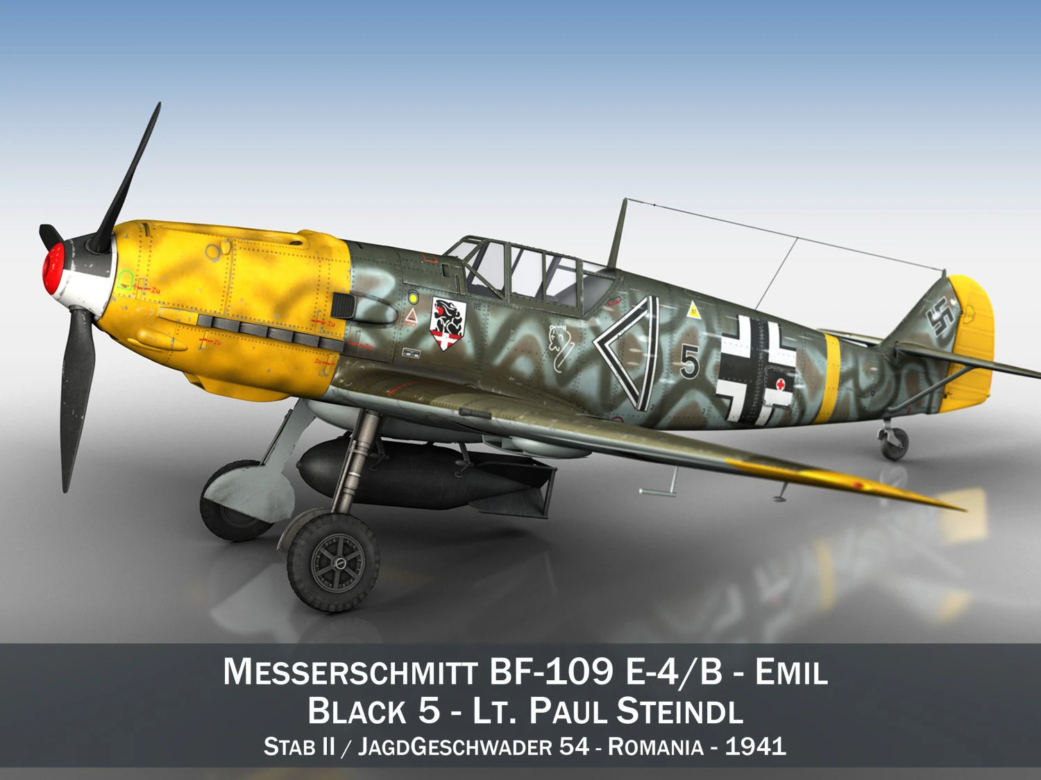 Messerschmitt - bf-109 e - schwarz 5 3D Modell .c4d .max .obj .3ds .fbx .stl .blend 