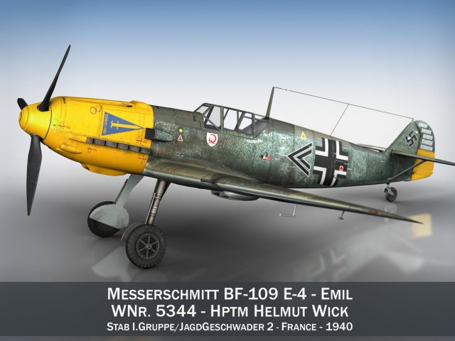 messerschmitt - bf-109 e - jg2 Model 3D .c4d .max .obj .3ds .fbx .stl .blend 