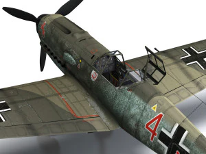 messerschmitt - bf-109 e - red 4 3D Model