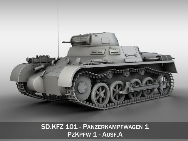 pzkpfw 1 - panzer 1 - ausf a 3Dモデル .c4d .max .obj .3ds .fbx .stl .blend 