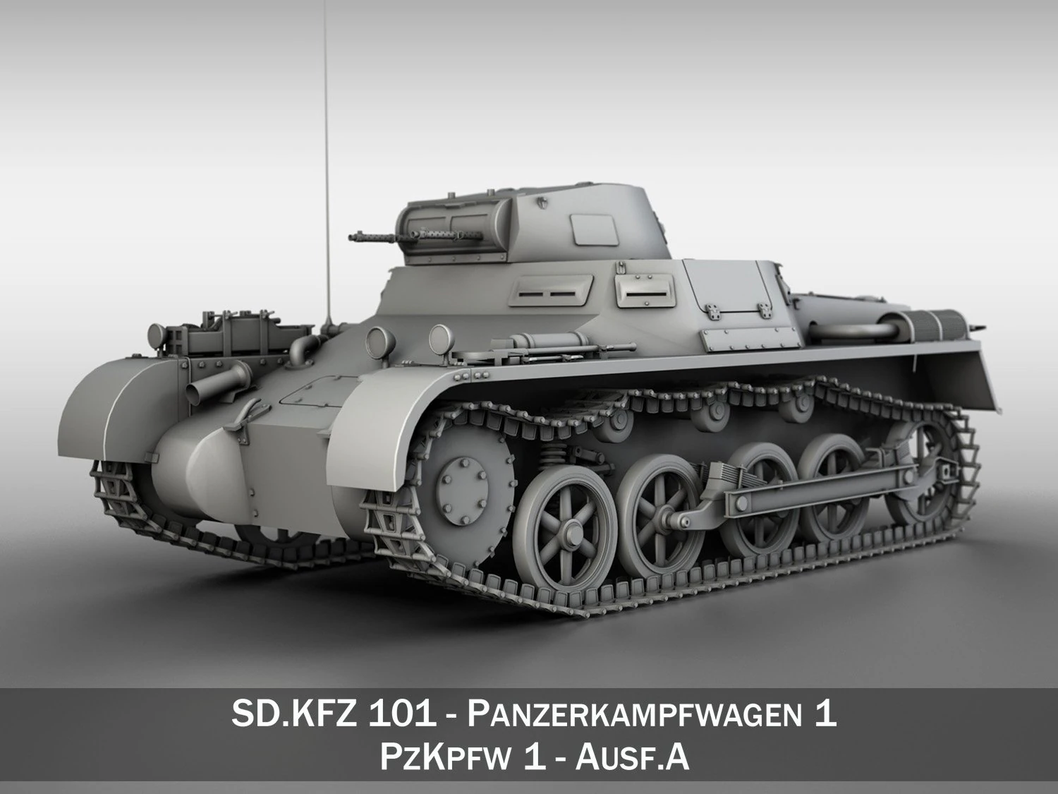 pzkpfw 1 - panzer 1 - ausf a 3D Model .c4d .max .obj .3ds .fbx .stl .blend 