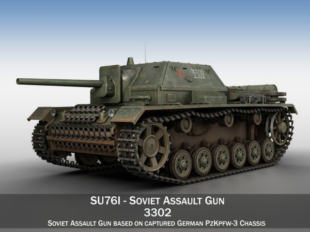 su-76i - soviet assault - 3302 3D Model .c4d .max .obj .3ds .fbx .stl .blend 