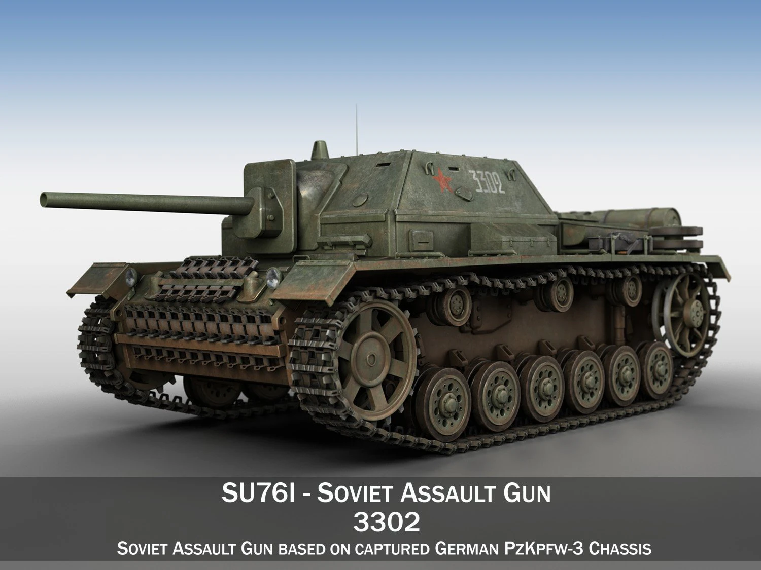 su-76i - soviet assault - 3302 3D Model .c4d .max .obj .3ds .fbx .stl .blend 