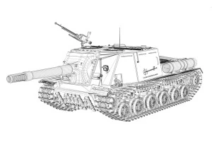 isu 152 semovente pesante sovietico Modello 3D