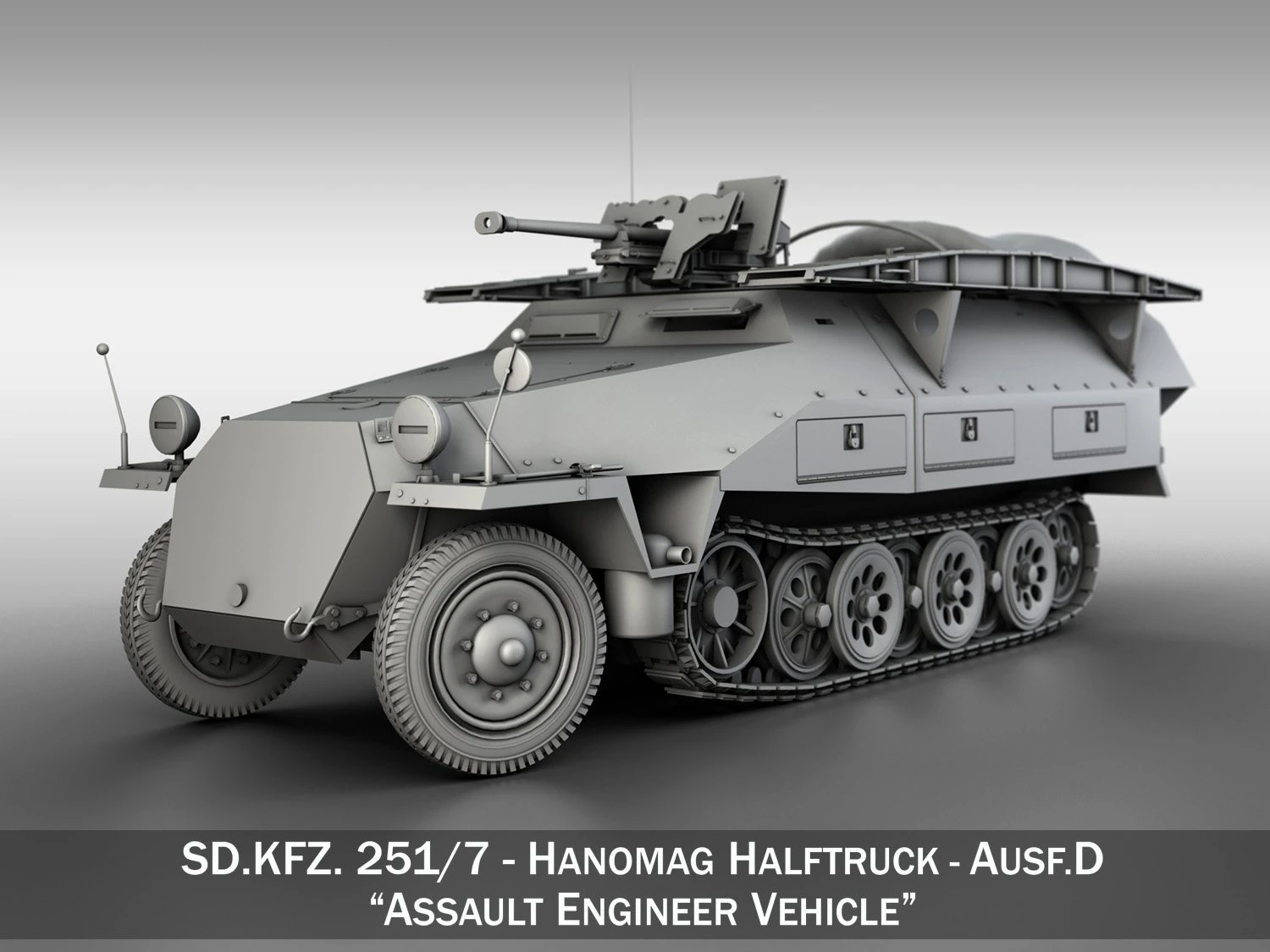 sdkfz 251-7 ausfd - assault engineer vehicle 3D Model .c4d .max .obj .3ds .fbx .stl .blend 