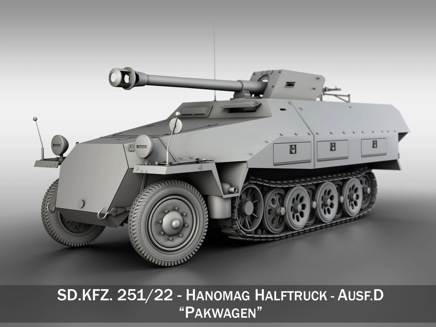 sdkfz 251-22 - ausfd - pakwagen 3D Model .c4d .max .obj .3ds .fbx .stl .blend 
