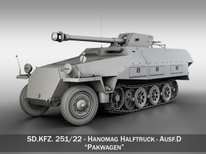 sdkfz 251-22 - ausfd - pakwagen 3D Model