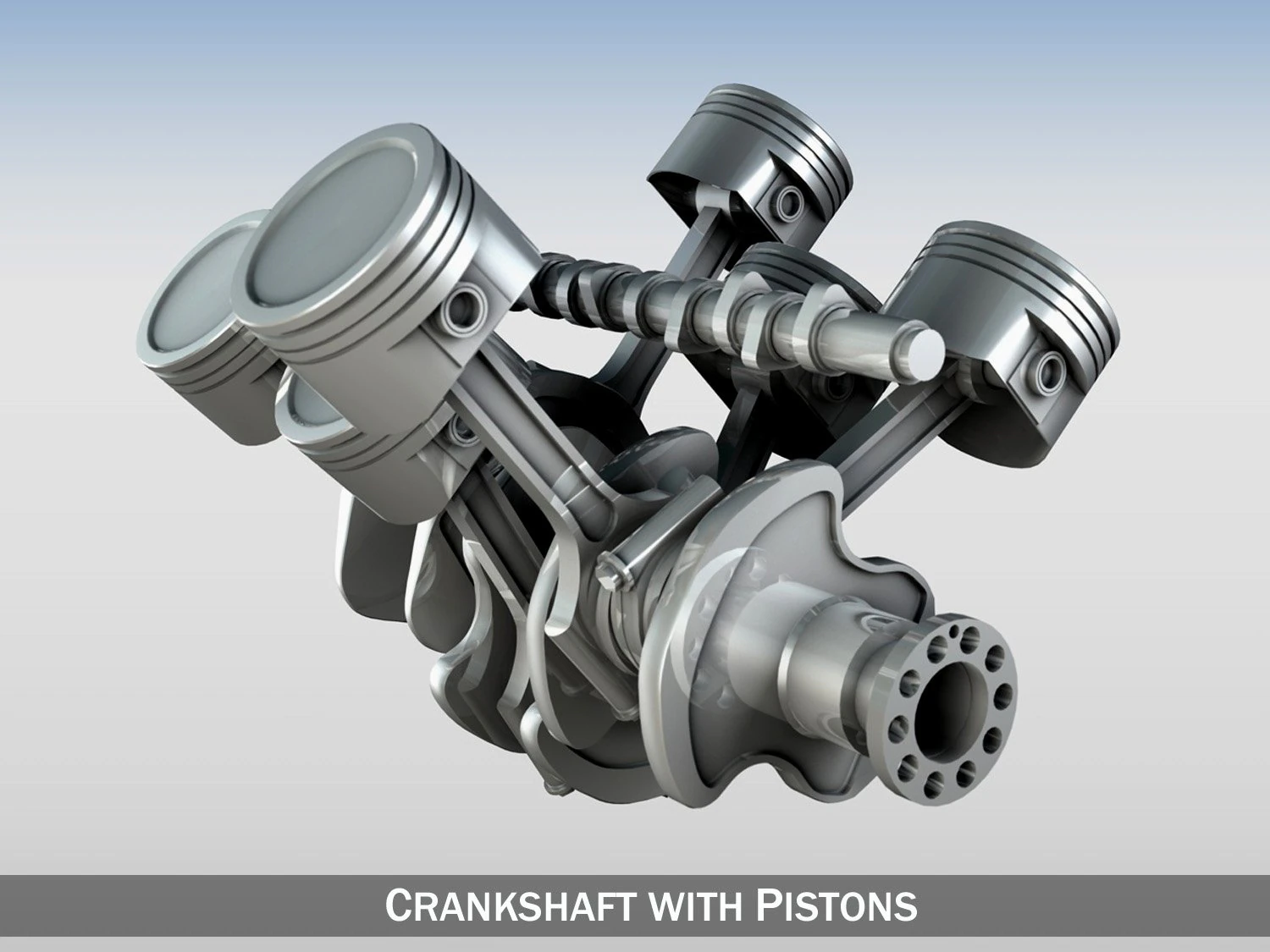 crankshaft with pistons 3D Model .c4d .max .obj .3ds .fbx .stl .blend