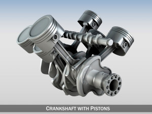 crankshaft with pistons Modello 3D