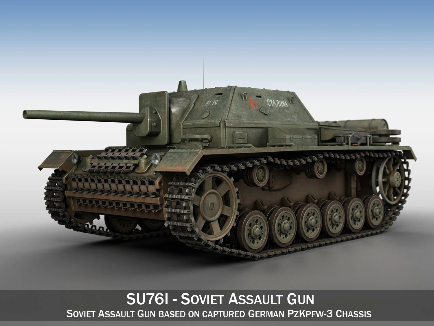 su-76i - assalto sovietico Modello 3D .c4d .max .obj .3ds .fbx .stl .blend 