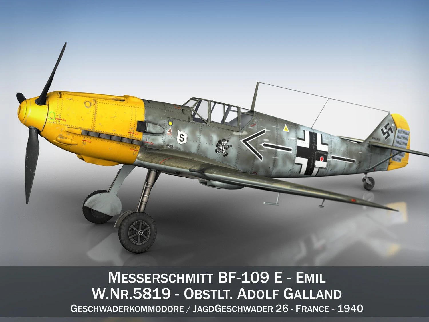 messerschmitt - bf-109 e - jg26 3D Model .c4d .max .obj .3ds .fbx .stl .blend