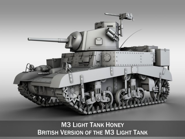 m3 light tank honey Modelo 3D .c4d .max .obj .3ds .fbx .stl .blend 