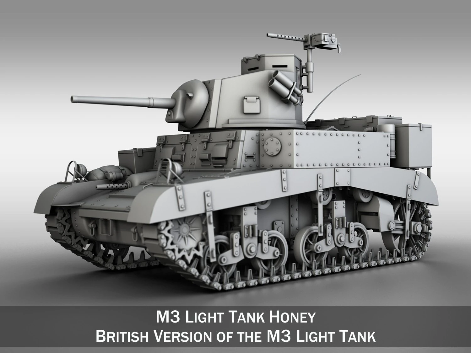 m3 light tank honey 3D Model .c4d .max .obj .3ds .fbx .stl .blend 