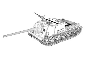 isu122 - soviet heavy selfpropelled 3D Model