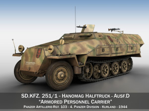 sdkfz 251 ausf d - half-track - pzartrgt 103 3D Model