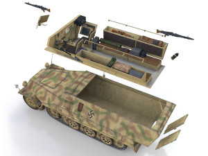 sdkfz 251 ausf d - half-track - pzartrgt 103 Model 3D