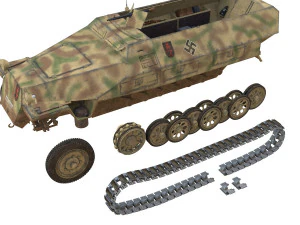 sdkfz 251 ausf d - half-track - pzartrgt 103 3D Model