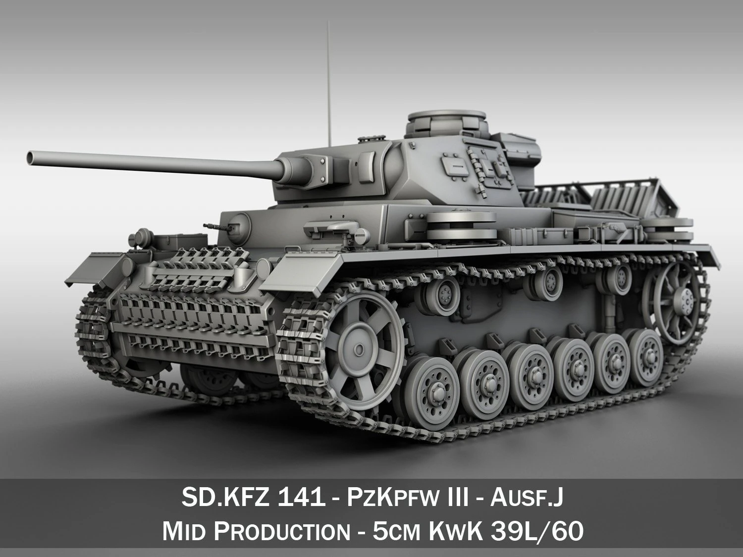 sdkfz 141 pzkpfw 3 panzer 3 ausfj 3D Model .c4d .max .obj .3ds .fbx .stl .blend 