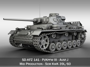 sdkfz 141 pzkpfw 3 panzer 3 ausfj 3D Model