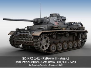 pzkpfw iii panzer 3 - ausfj - 523 3Dモデル