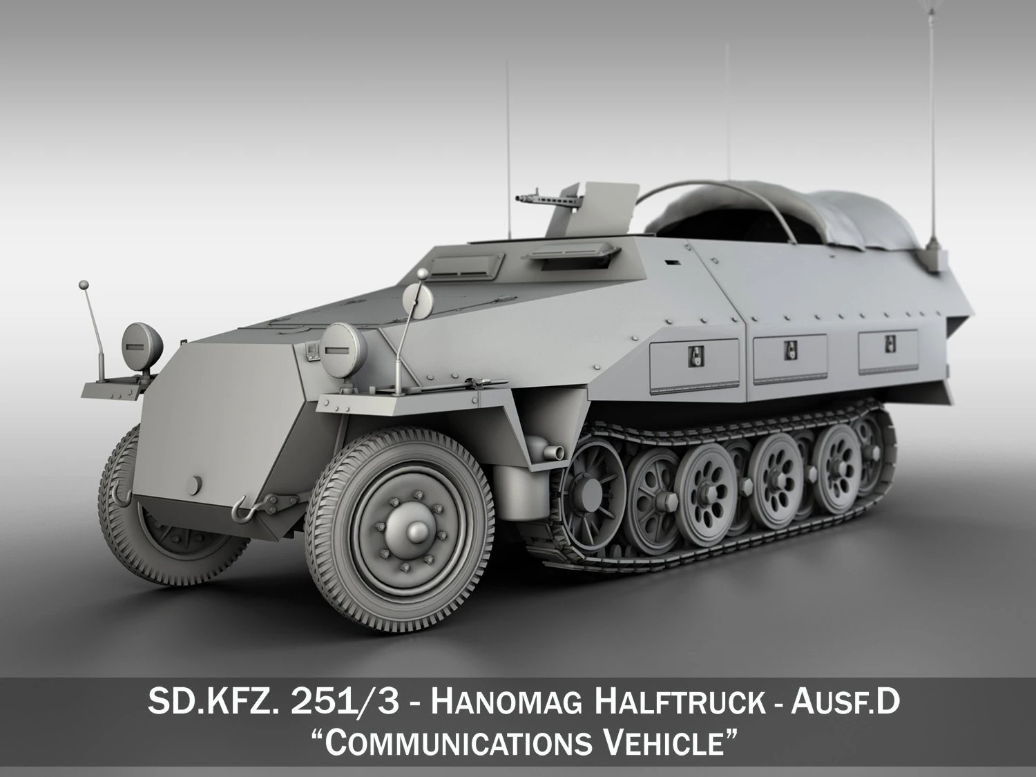 sdkfz 251-3 ausfd - communications vehicle 3D Model .c4d .max .obj .3ds .fbx .stl .blend