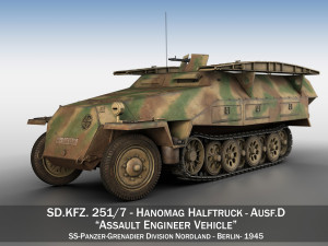 sdkfz 251-7 ausfd - assault engineer vehicle - 542 3D Model
