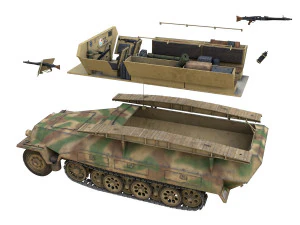 sdkfz 251-7 ausfd - assault engineer vehicle - 542 3D Model