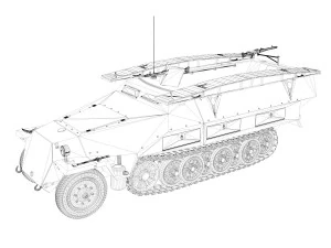 sdkfz 251-7 ausfd - assault engineer vehicle - 542 3D Model