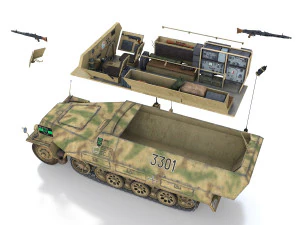 sdkfz 251-3 ausfd - half-track - 3301 3D Model